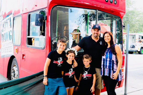 coffee family with coffee truck